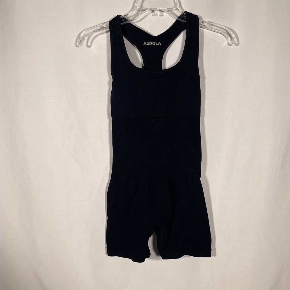 AUROLA WOMENS ONE PIECE ATHLETIC ROMPER BLACK XS